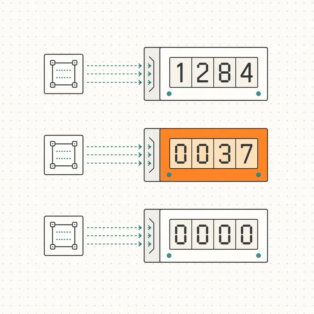 Три правила со счётчиками 1284, 0037 и 0000
